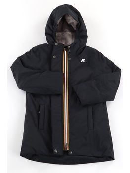 Piumino K-Way K7151SW da bambina nero+grigio.
