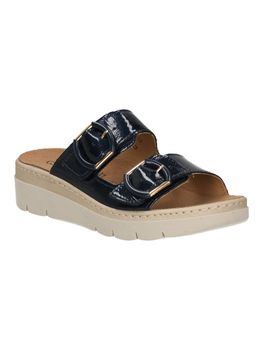 Grunland Palo CI3610 Blu Ciabatte confort per Donna in pelle con regolazione a s
