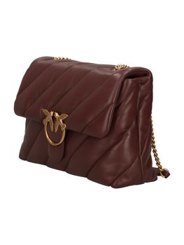 Borsa Pinko 100037 A0F2 da donna cioccolato e oro.