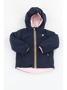 Piumino K-Way K71339WDCL da bambina blu e rosa.