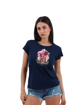 T-shirt Yes Zee T257 S701 da donna blu.