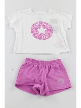 Set Converse 3CF923 da bambina bianco e viola.