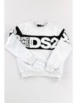 Felpa Dropseason2 SS26K86 da bambino bianca e nera.