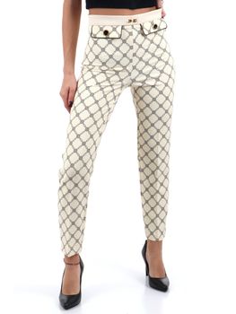 Pantalone Elisabetta Franchi PAS7151E2 da donna burro e nero.
