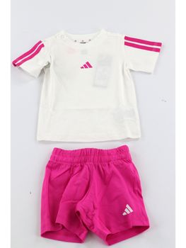 Tuta Adidas JD6480 da bambina bianca e fuxia.