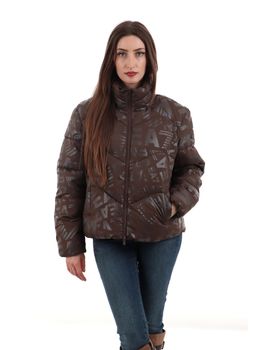 Piumino EA7 7W000654 AF16408 da donna cioccolato.