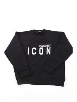 Felpa Dsquared2 DQ2667 D0094 DQ900 da bambino e ragazzo nera.