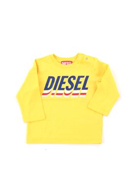 T-shirt Diesel K00410 00YI9 K214 da bambino gialla.