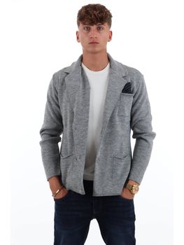 Giacca in maglia Yos PJ2651 da uomo grigio.