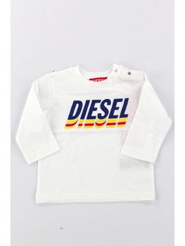 T-shirt Diesel K00410 00YI9 K100 da bambino bianca.
