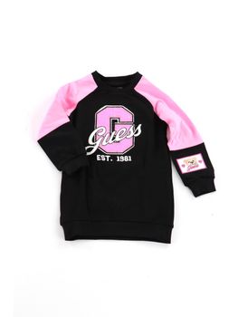 Vestito Guess K6YK04 K3832 da bambina nero e rosa.