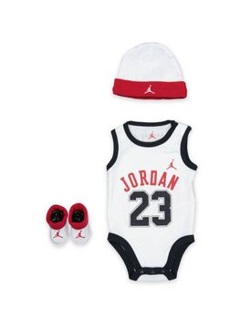 Set Jordan LJ0208 da neonato bianco rosso.