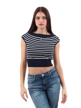 Top Tommy Jeans DW0DW20252 OFF SHOULDER da donna navy.