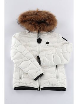 Piumino Blauer BLGC03288 007455 da bambina bianco interno grigio.