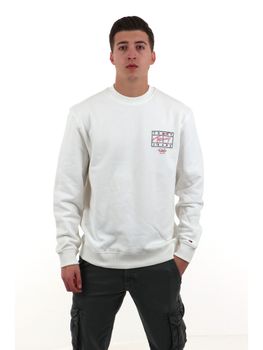 Felpa Tommy Jeans DM0DM22366 da uomo ecru.