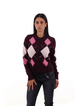 Cardigan Pinko 107284 A3IE da donna bordeaux e rosa.