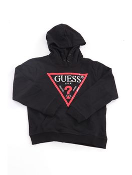 Felpa Guess L92Q09 KAUG0 da bambino nera e rossa.