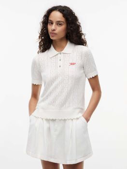 Polo Tommy Jeans DW0DW22932 da donna white.