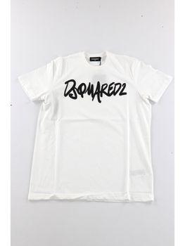 T-Shirt Dsquared2 DQ2714 D0ACY DQ100 unisex bambini bianca.