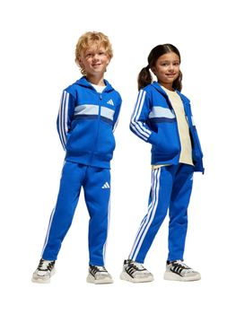 Tuta AdidaS JC7488 da bambini blu e bianca.