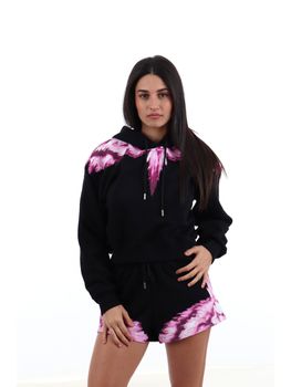 Felpa County Of Milan 26ECM30100 da donna nera e rosa.