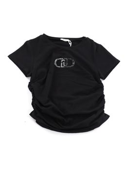 T-shirt Liu Jo GF6039JS003 da bambina nera+silver.