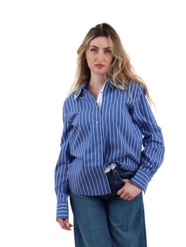 Camicia Liu Jo WA6183T407A da donna bianca e blu.