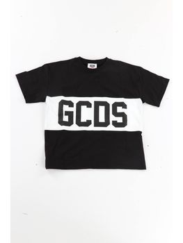 T-shirt GCDS Z0UJQC585J105 da bambino nero+bianco.