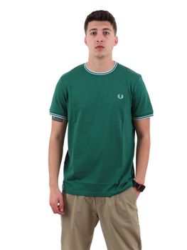 T-shirt Fred Perry M1588V da uomo verde bottiglia.