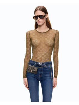 T-shirt Pinko 107737 A3MK da donna oliva.