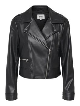 Giubbino Only CARMEN LEATHER BIKER 15361396 da donna nero.