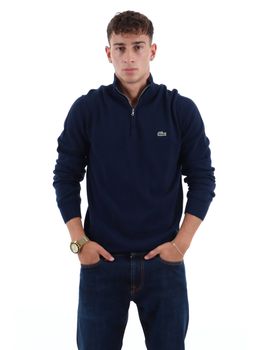 Felpa mezza zip Lacoste AH1980 da uomo blu.