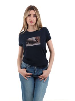 T-shirt Armani Exchange 8NYTDL YJ73Z da donna navy silver.
