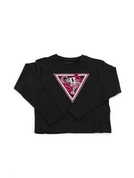 T-shirt Guess J6YI07 K3704 da bambina nera.