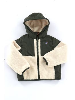 Piumino K-way K21452W da bambino verde ecru.