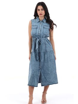 Abito Yes Zee A433 EB00 da donna blu marmorizzato.