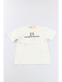 T-shirt Elisabetta Franchi La Mia Bambina EFTD2290JE006 da bambina avorio+nero.