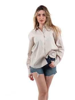 Camicia Mc2 Saint Barth MDH001 00843L da donna bianca e beige.