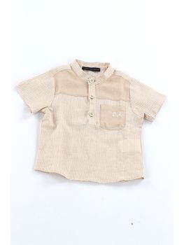 Camicia Daniele Alessandrini 1296C00351 da neonato beige.
