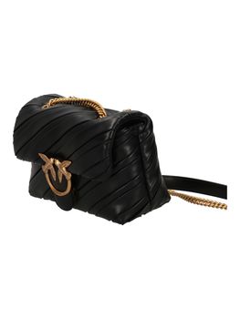 Borsa a tracolla Pinko PUFF MINI da donna nera e oro.