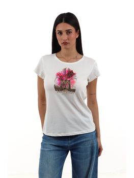 T-shirt Yes Zee T257 S701 da donna gesso.