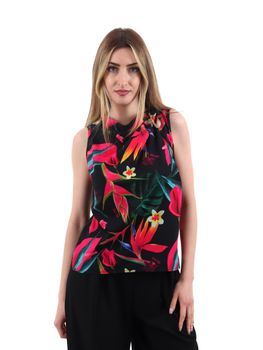 Canotta Yes Zee C226 CL00 da donna fantasia floreale nera.