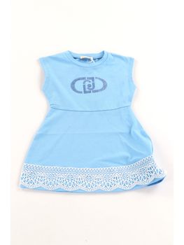 Vestito Liu Jo KA6014JS003 da bambina blu e bianco.