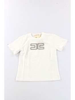 T-shirt Elisabetta Franchi La Mia Bambina EFTS2390JE006 da bambina avorio.