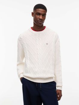 Maglione Tommy Jeans DM0DM23405 da uomo bianca.