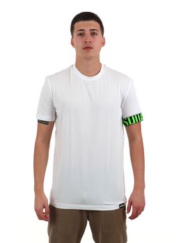 T-shirt Dsquared2 D9M3S5770 da uomo bianco+nero+verde.