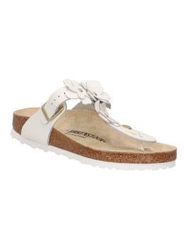 Ciabatta Birkenstock 1026686 Gizeh Flower Embellishment da donna bianca.