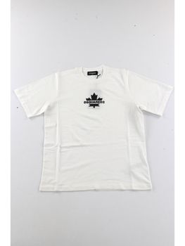 T-shirt Dsquared2 DQ2743 D0AC7 da bambino bianco.