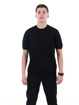 T-shirt in maglia Armani Exchange 8NZM5C ZM3JZ da uomo nera.