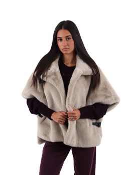 Pelliccia Pinko 107043 A3E7 da donna bianca.